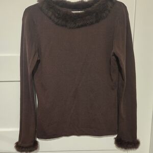 Faux Fur Trimmed Joseph A. Top